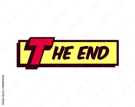 The End words comic book style frame text typography retro comics ending vector illustration ...