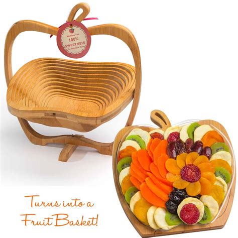 Dried Fruit Wooden Apple Basket | MyKosherGifts.com