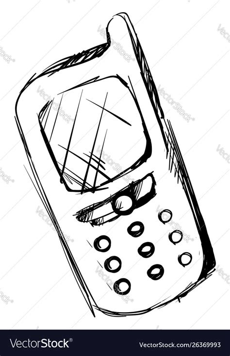 Mobile phone drawing on white background Vector Image