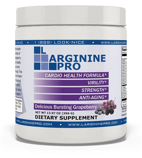 L-Arginine Pro Powder - 5500mg L-Arginine, 1100mg L-Citrulline Cardio Health (Grapeberry, (1 ...