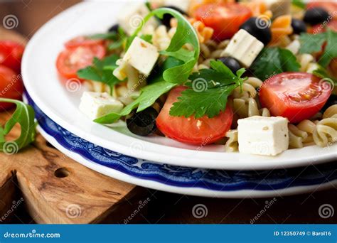 Pasta salad with feta stock image. Image of dinner, salad - 12350749