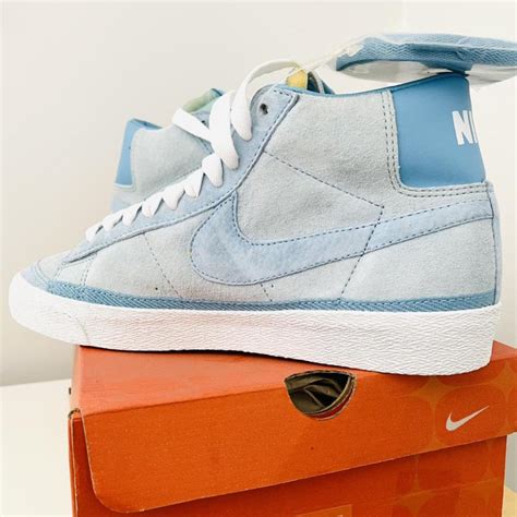 Nike Blazer Suede Size UK 6 Colour Baby Blue White.... - Depop