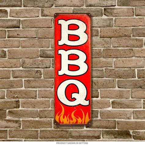 BBQ Red with Flames Vertical Barbecue Metal Sign | Bbq signs, Bbq ...