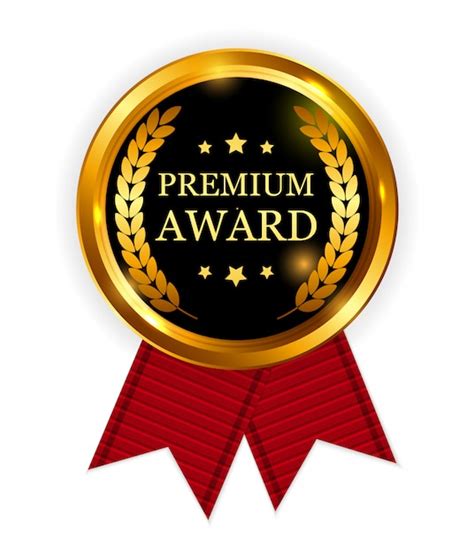 Premium Vector | Premium award gold medal with red ribbon. icon sign ...