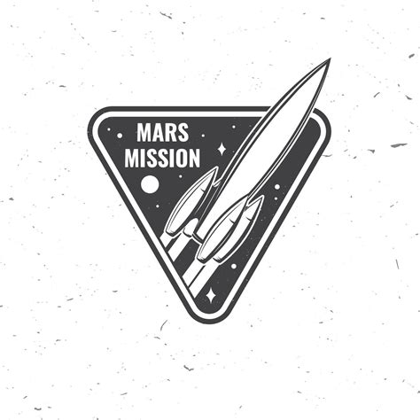 Mars mission logo, badge, patch. Vector. Concept for shirt, print, stamp, overlay or template ...