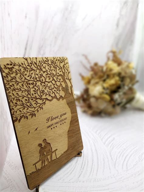 Custom Wooden Card Anniversary Card for Girlfriend Anniversary Card for ...