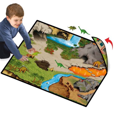 Dinosaur Prehistoric Playmat 2 Sided World 2 Dinos Play Playset Kids ...