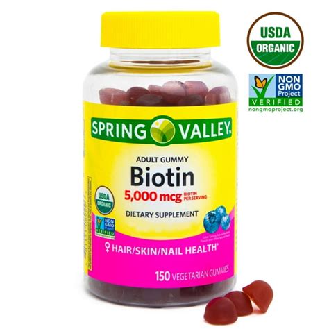 Spring Valley Vegetarian Biotin Gummies, 5,000 mcg, 150 Ct - Walmart.com - Walmart.com