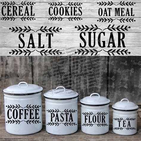 Kitchen Canister Labels SVG,EPS & PNG Files - Digital Download files for Cricut, Silhouette ...