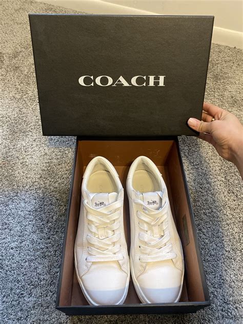 COACH Mens Leather Tennis Shoes White Color Low Top S… - Gem