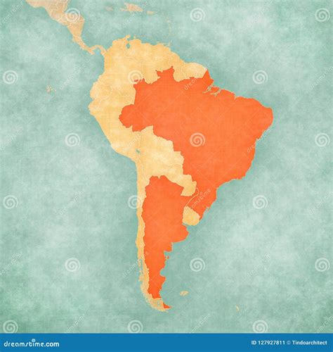 Mapa De Suramérica - Del Brasil Y De La Argentina Stock de ilustración ...