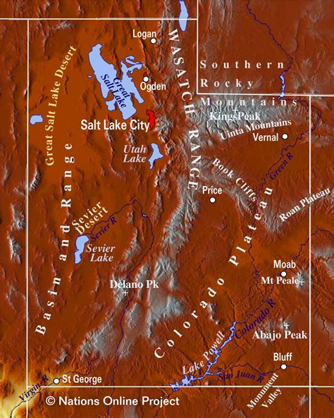 Map of the State of Utah, USA - Nations Online Project