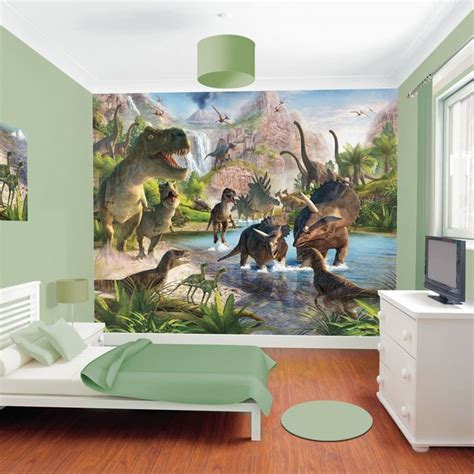 Walltastic Dinosaur Land Wallpaper Mural | Dinosaur theme bedroom, Dinosaur room, Dinosaur bedroom