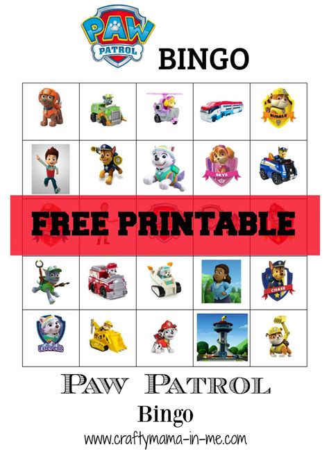 Free Printable Paw Patrol Bingo - Crafty Mama in ME!