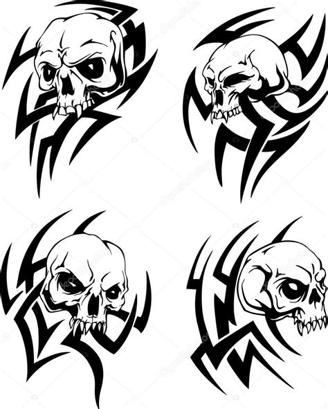 Tribal skull tattoos — Stock Vector © rorius #31891897