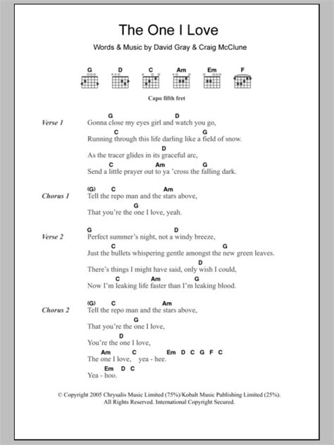 The One I Love by David Gray - Guitar Chords/Lyrics - Guitar Instructor