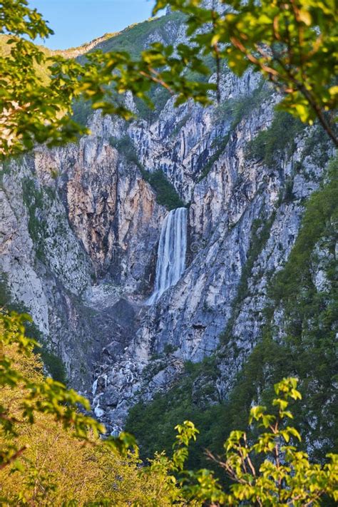 Boka Slap Waterfall At End Of Boka Valley, Slovenia Stock Image - Image ...