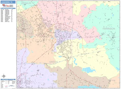 Longview Texas Wall Map (Color Cast Style) by MarketMAPS - MapSales