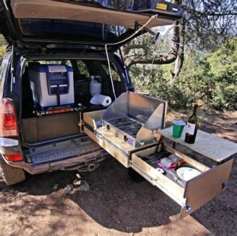 Saved for the nested drawers idea for SUV camping. Suv Camping, Camping ...