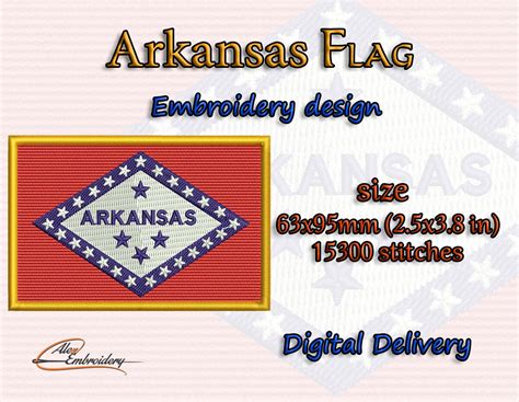 Arkansas Flag embroidery design. 8 embroidery formats. INSTANT | Etsy