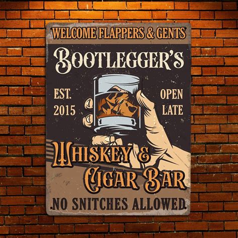 Welcome Flappers & Gents, Whiskey And Cigars Bar, No Snitches Allowed, Custom Metal Signs in ...