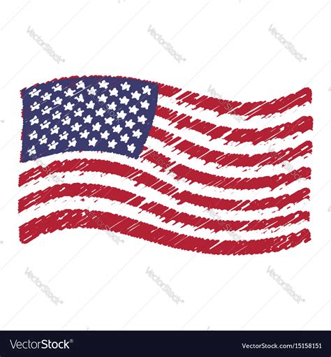 Usa flag grunge pencil drawing sketching Vector Image