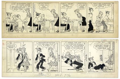 Lot Detail - 2 Chic Young Hand-Drawn ''Blondie'' Comic Strips From 1955 ...