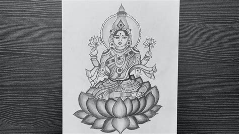 Beautiful Laxmi Devi Drawing // How To Draw Lakshmi Mata // Goddess ...