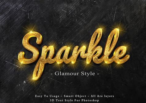 Premium PSD | 3d gold sparkle text style effect