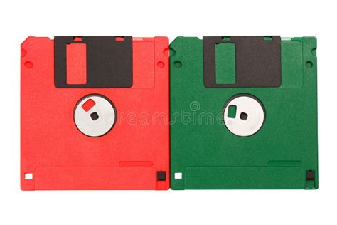 Floppy Disks Isolated on White Background. Green and Red Floppy Disks Stock Image - Image of ...