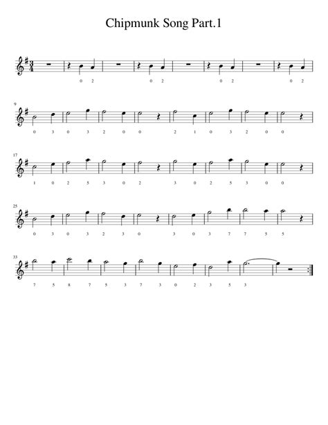 Chipmunk Song - Guitar Part 1/3 sheet music for Piano download free in PDF or MIDI