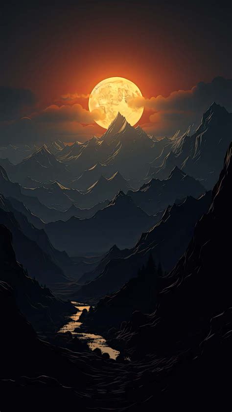 Moon Rise in Mountains iPhone Wallpaper 4K iPhone Wallpapers Wallpaper Download | MOONAZ