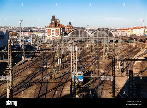 Praha hlavni nadrazi train station from top view Stock Photo - Alamy