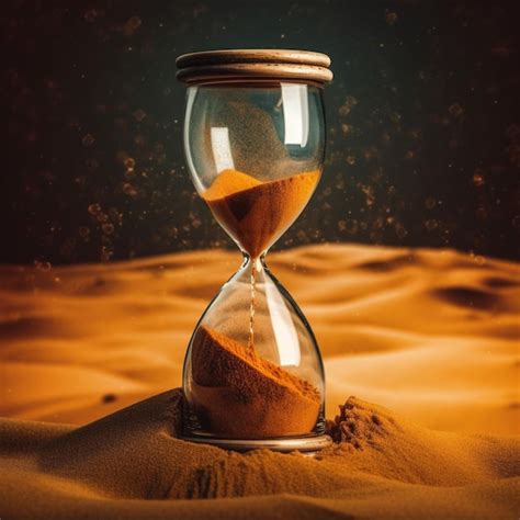 Premium AI Image | Hourglass on sand background Time passing concept Sand running through the sand