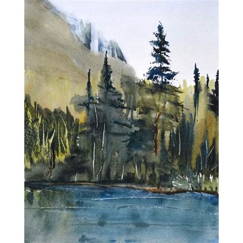 Forest Painting Watercolor Print,Woodland Art Print Watercolor... ($13) liked on Polyvore ...