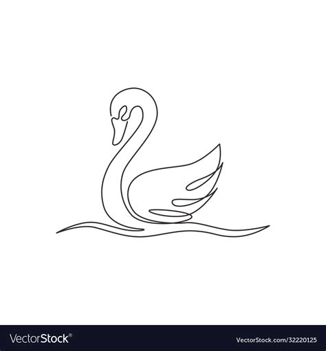 Single continuous line drawing elegance swan Vector Image