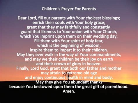 Catholic Prayers: Children's Prayer For Parents