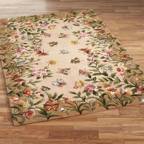 Athena Garden Floral Area Rugs touch of class rug $1,000 | Floral area rugs, Butterfly rug, Wool ...