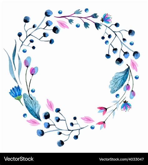 Watercolor flower wreath Royalty Free Vector Image