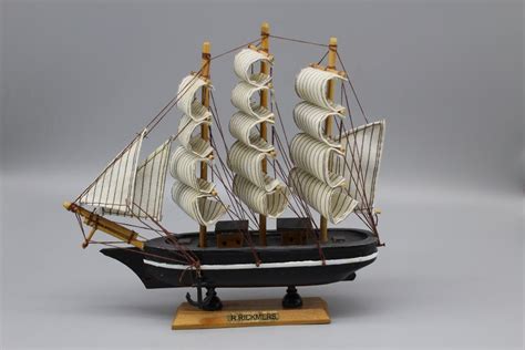 Retro Wooden Model Ship, Handcrafted Wooden Ship Model, Wooden Sailing ...