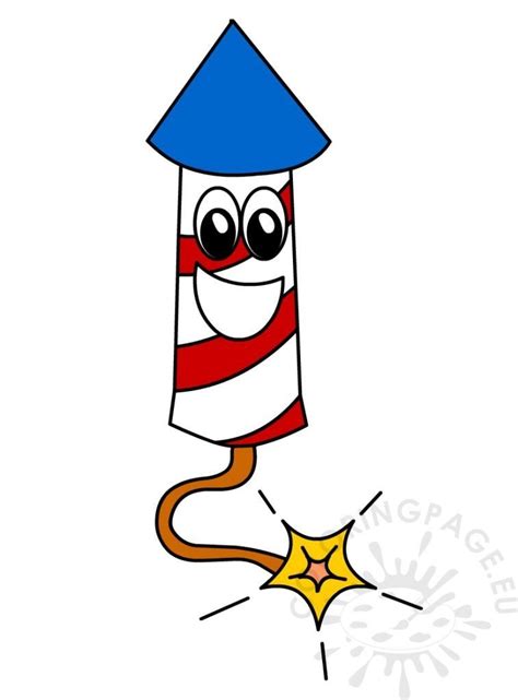 4th of July Firework Rocket Happy – Coloring Page