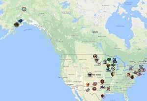 NAHL Map | Teams - Sport League Maps : Maps of Sports Leagues