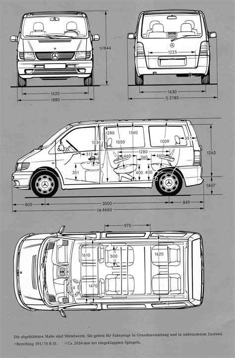 Размеры кузова Mercedes-Benz V-Class - Таблицы размеров