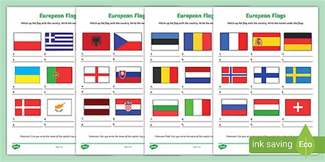 European Flags Quiz Worksheets (Teacher-Made)