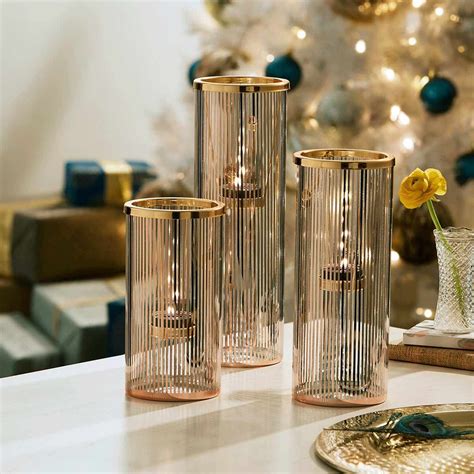 Pinstripe Glam Multi Tealight Holder Trio in 2021 | Tea light holder ...