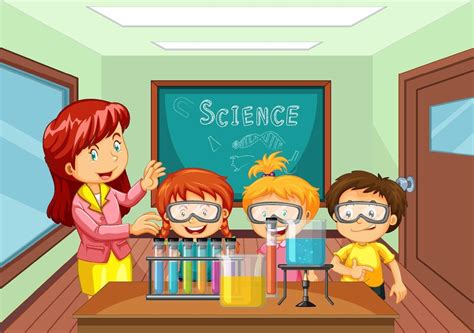 Teacher explaining science experiment to students in the classroom 3112606 Vector Art at Vecteezy