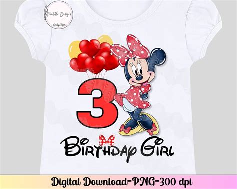 3rd Birthday Minnie Mouse Png, 3 Birthday PNG, Minnie Birthday PNG, Minnie Sublimation Birthday ...