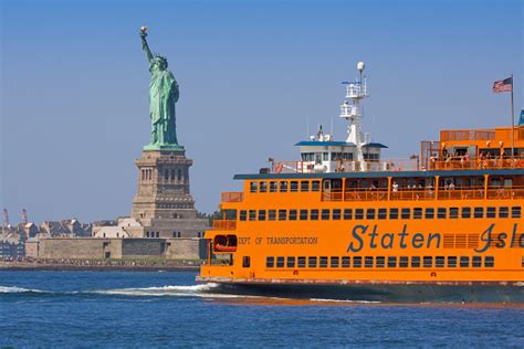 Staten Island Ferry And Statue Of Liberty New York Stock Photo ...