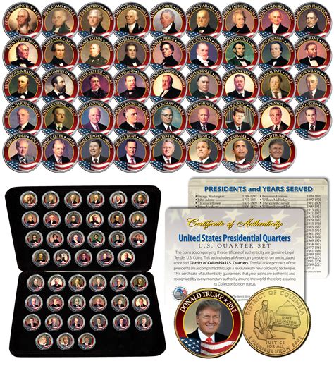 ALL 45 United States PRESIDENTS Full Coin Set 24K Gold Plated DC ...