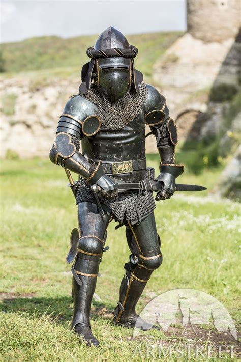 The full set of armour is initially made of blackened mild steel but can be ordered with regular ...